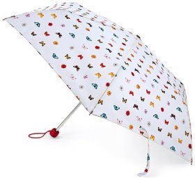 Зонт женский Fulton L553-040997 Superslim-2 Butterflies &amp; Flowers (Круглый купол, белый с принтом бабочек и цветов) 94210