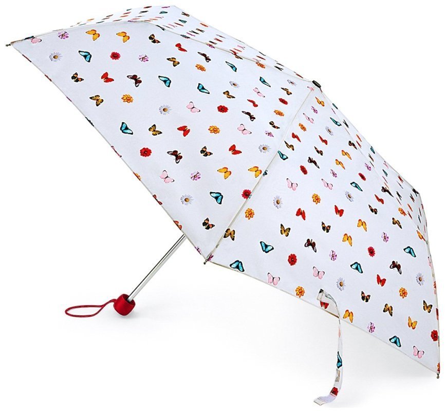 Зонт женский Fulton L553-040997 Superslim-2 Butterflies & Flowers (Круглый купол, белый с принтом бабочек и цветов) 94210 modnotak фото №1