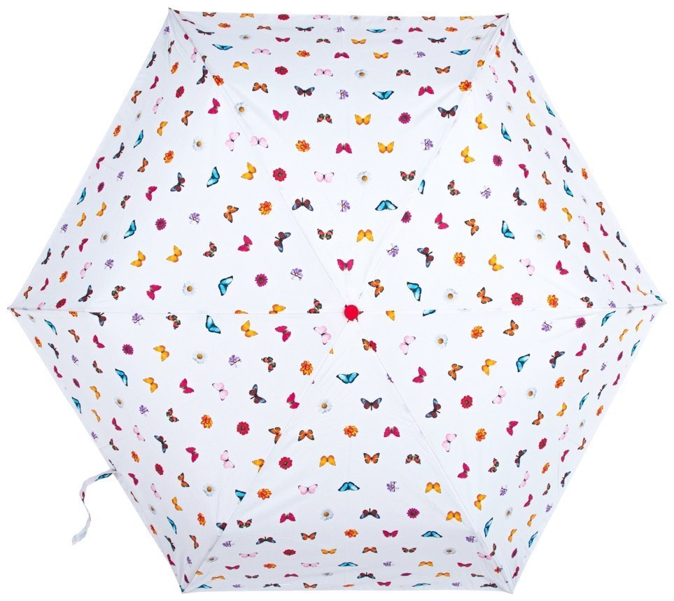 Зонт женский Fulton L553-040997 Superslim-2 Butterflies & Flowers (Круглый купол, белый с принтом бабочек и цветов) 94210 modnotak фото №2