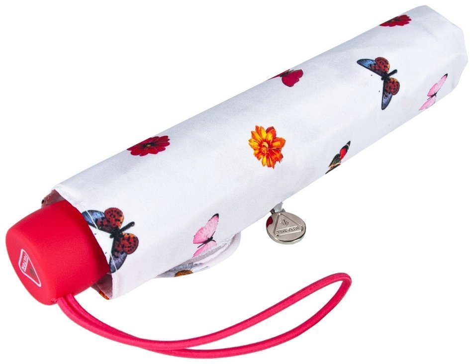 Зонт женский Fulton L553-040997 Superslim-2 Butterflies & Flowers (Круглый купол, белый с принтом бабочек и цветов) 94210 modnotak фото №4
