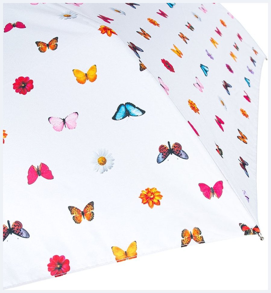 Зонт женский Fulton L553-040997 Superslim-2 Butterflies & Flowers (Круглый купол, белый с принтом бабочек и цветов) 94210 modnotak фото №7
