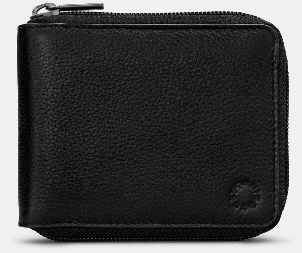 Кожаное на молнии портмоне мужское в два сложения Yoshi (черный снаружи и синий внутри) 94410 modnotak фото №3