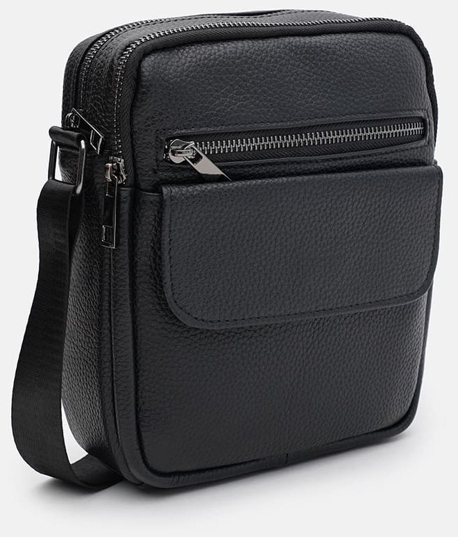 Повседневная сумка черного цвета для мужчин через плечо из кожи флотар Borsa Leather 104510 фото №2 Повседневная сумка черного цвета для мужчин через плечо из кожи флотар Borsa Leather 104510 modnotak фото №2