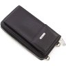 Чорний гаманець-клатч з натуральної шкіри з відділенням для телефону KARYA (1154-45) - 5