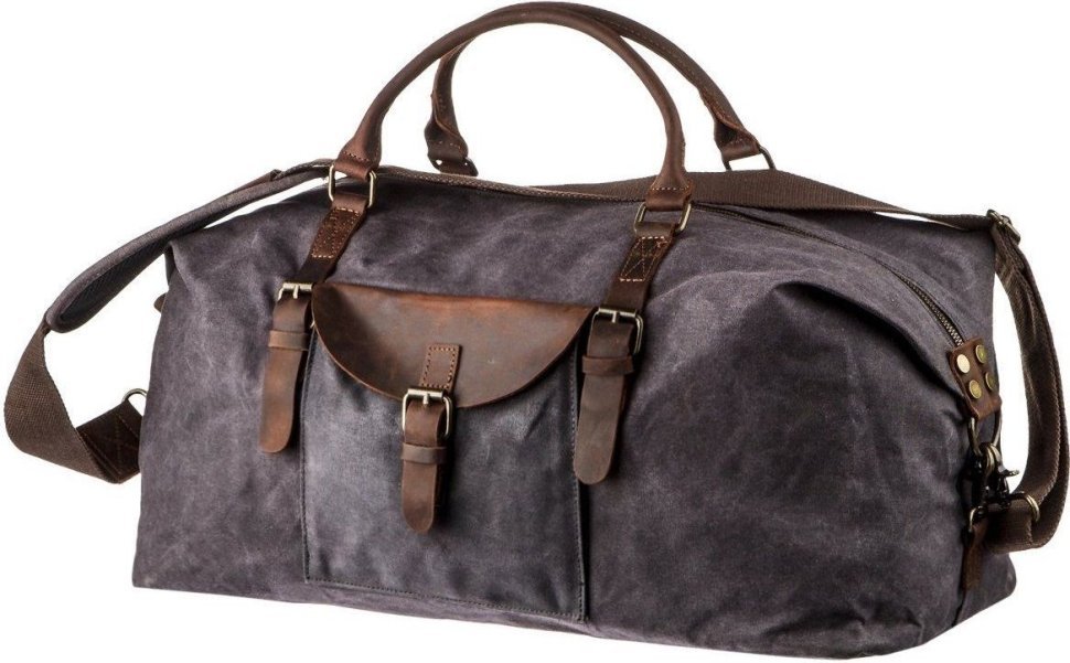 Стильна дорожня сумка з текстилю в сірому кольорі Vintage (20114)