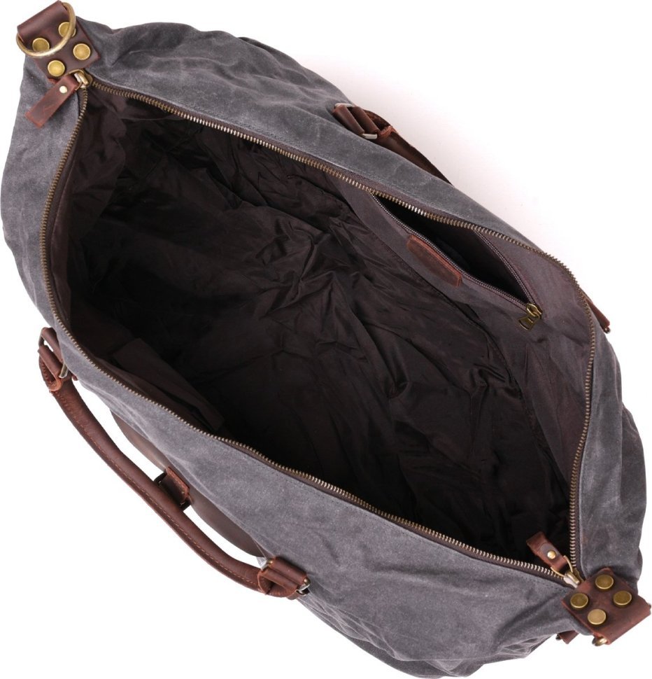 Стильная дорожная сумка из текстиля в сером цвете Vintage (20114)