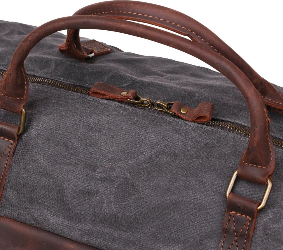 Стильная дорожная сумка из текстиля в сером цвете Vintage (20114)