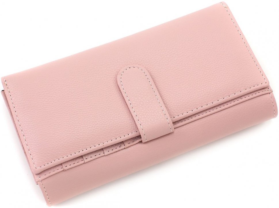 Рожевий жіночий гаманець горизонтального типу під багато купюр і карт ST Leather (19088)