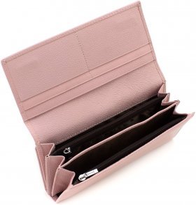 Рожевий жіночий гаманець горизонтального типу під багато купюр і карт ST Leather (19088) - 2