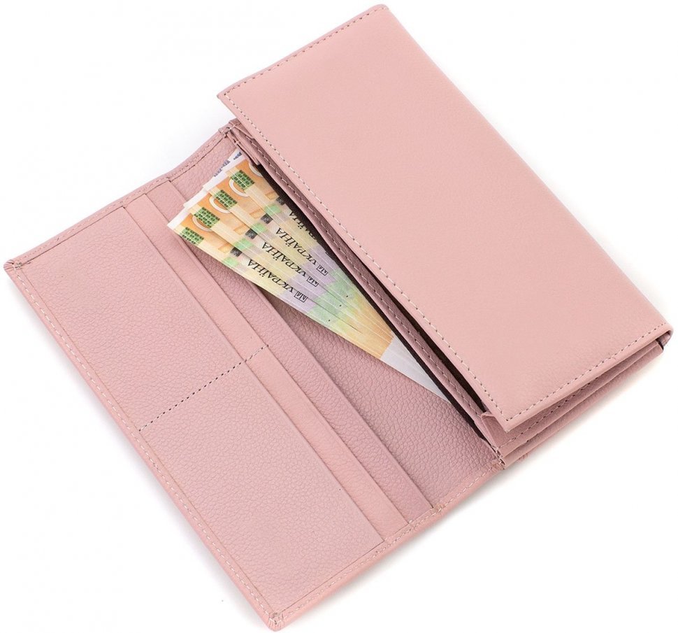 Розовый женский кошелек горизонтального типа под много купюр и карт ST Leather (19088)
