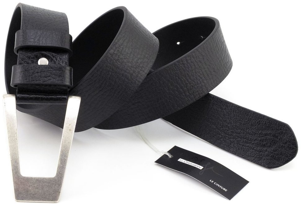 Широкий кожаный ремень с дизайнерской большой пряжкой Gherardini 45054 (Италия) modnotak фото №2