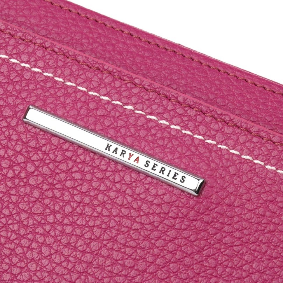 Яскраво-рожевий місткий гаманець з натуральної шкіри KARYA (2421096)