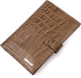 Среднее светло-коричневое мужское портмоне из натуральной кожи с тиснением под крокодила KARYA (2421196)