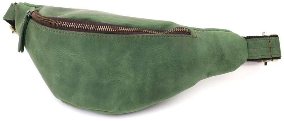 Мужская сумка-бананка из качественной винтажной кожи зеленого цвета Shvigel 95110 modnotak фото №1