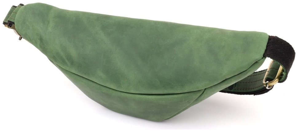 Мужская сумка-бананка из качественной винтажной кожи зеленого цвета Shvigel 95110 modnotak фото №2