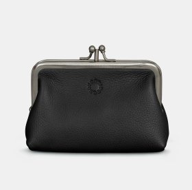 Жіночий шкіряний гаманець з ретро-застібкою поцілунок та RFID-захистом Yoshi Y1328 чорного кольору 95510