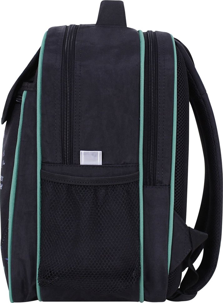 Чорний шкільний рюкзак для хлопчиків із текстилю на два відділення Bagland (55610)