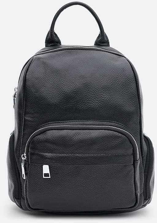 Женский кожаный городской рюкзак черного цвета Keizer (56010)