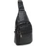 Мужской кожаный повседневный рюкзак-слинг черного цвета Keizer (56210) - 1