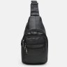 Мужской кожаный повседневный рюкзак-слинг черного цвета Keizer (56210) - 3
