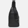 Мужской кожаный повседневный рюкзак-слинг черного цвета Keizer (56210) - 4