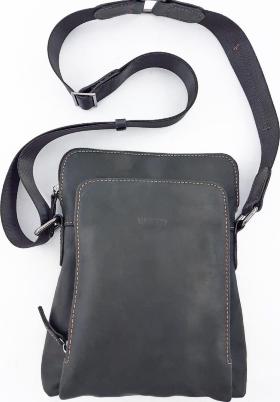 Чорна чоловіча сумка планшет з вінтажній шкіри Crazy Horse VATTO (11852)