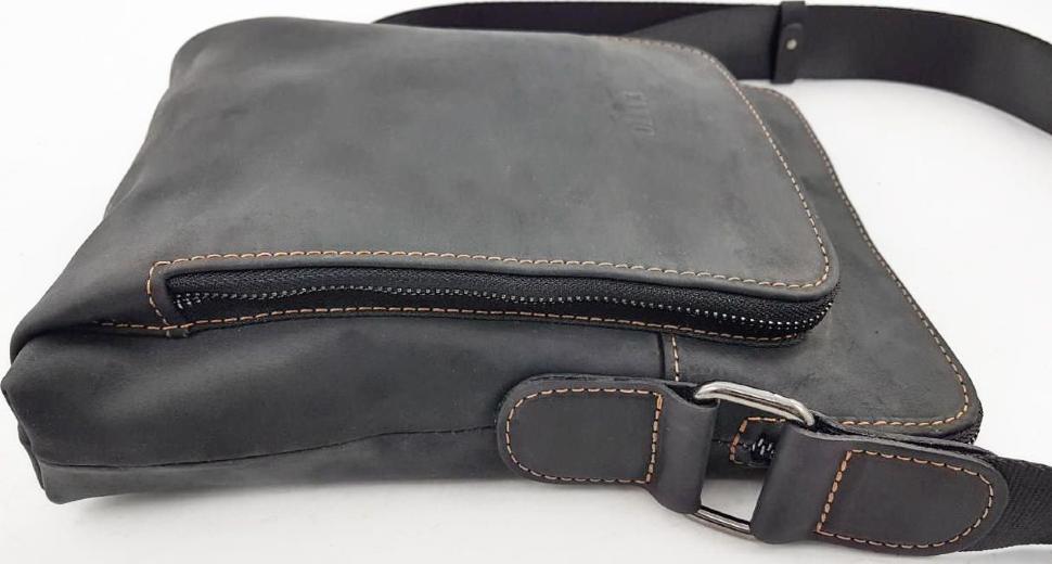 Черная мужская сумка планшет из винтажной кожи Crazy Horse VATTO (11852)