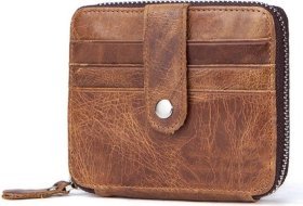 Світло-коричневий шкіряний картхолдер на блискавці Vintage (2414936)
