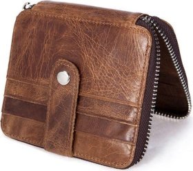 Светло-коричневый кожаный картхолдер на молнии Vintage (2414936)