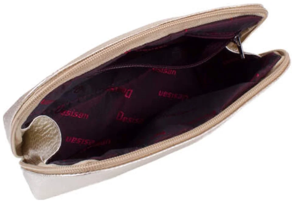 Яркая женская косметичка из фактурной кожи Desisan 106710 золотого цвета modnotak фото №3