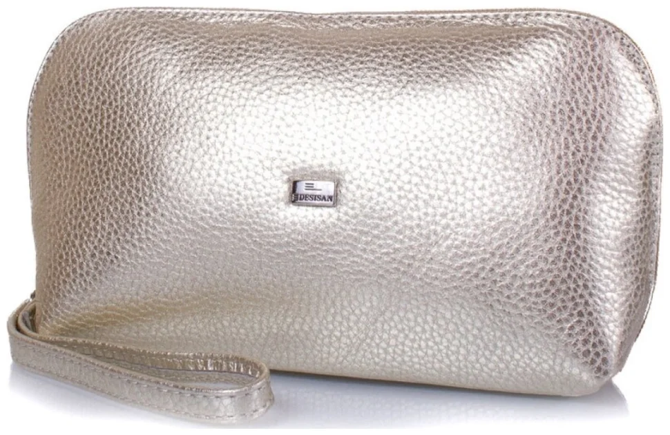 Яркая женская косметичка из фактурной кожи Desisan 106710 золотого цвета modnotak фото №1