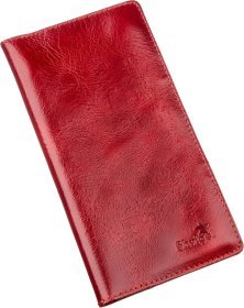 Жіночий вертикальний гаманець із натуральної шкіри червоного кольору на кнопках SHVIGEL (2416194)