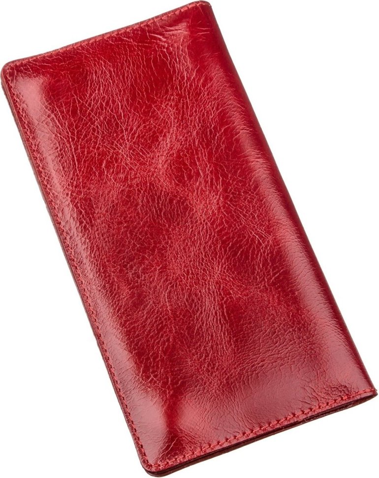 Женский вертикальный бумажник из натуральной кожи красного цвета на кнопках SHVIGEL (2416194)