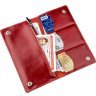 Женский вертикальный бумажник из натуральной кожи красного цвета на кнопках SHVIGEL (2416194) - 3