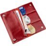 Женский вертикальный бумажник из натуральной кожи красного цвета на кнопках SHVIGEL (2416194) - 5