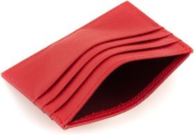 Тонка жіноча кредитниця із натуральної шкіри червоного кольору ST Leather 1767210