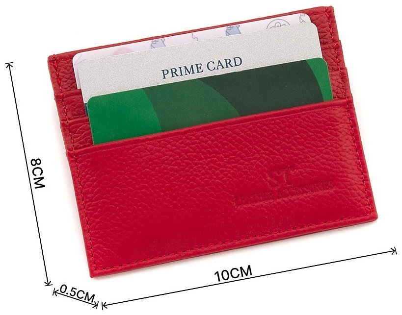 Тонка жіноча кредитниця із натуральної шкіри червоного кольору ST Leather 1767210 modnotak фото №3