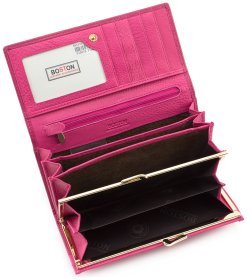 Рожевий жіночий гаманець з фіксацією на кнопку BOSTON (16243)