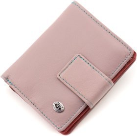 Шкіряний жіночий гаманець темно-рожевого кольору із розворотом під документи ST Leather 1767310
