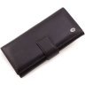 Чорний жіночий шкіряний гаманець великого розміру з хлястиком на кнопці ST Leather 1767410 - 1