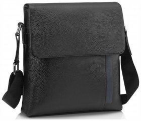 Классическая мужская сумка-планшет из натуральной кожи в черном цвете Tiding Bag 77510