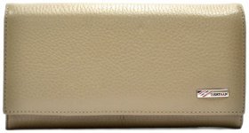 Женский кожаный кошелек на кнопке бежевого цвета Desisan 107610