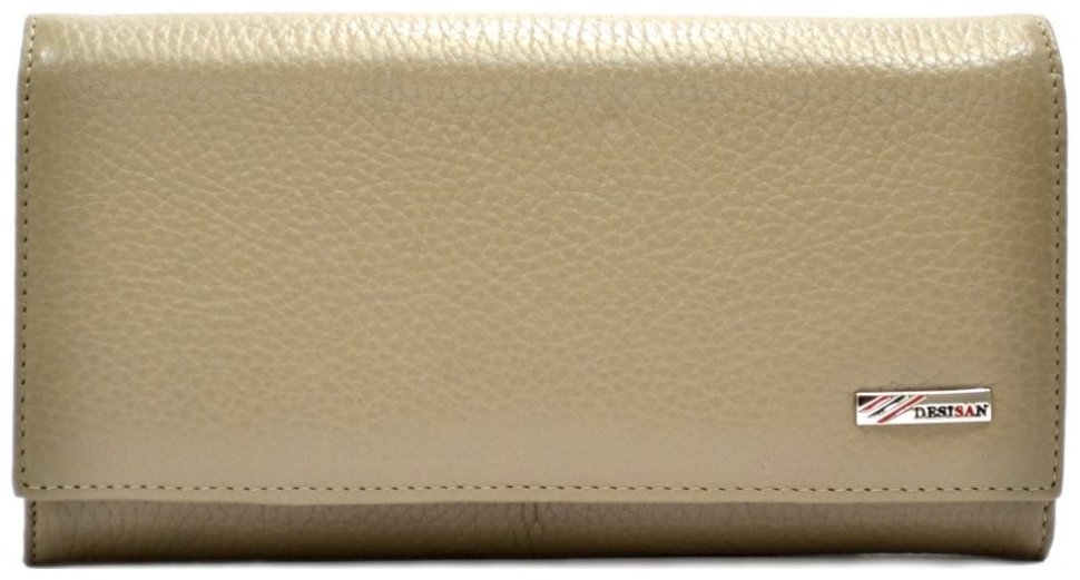 Женский кожаный кошелек на кнопке бежевого цвета Desisan 107610 modnotak фото №1