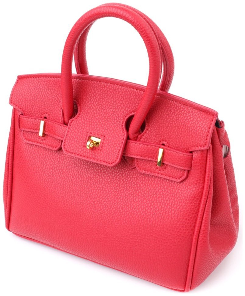 Повседневная женская сумка из качественного кожзама с маленькой ручкой Vintage красного цвета 97610 modnotak фото №1