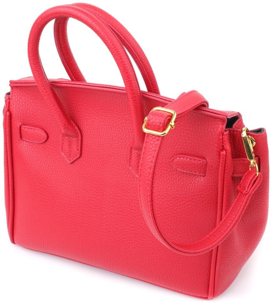 Повседневная женская сумка из качественного кожзама с маленькой ручкой Vintage красного цвета 97610 modnotak фото №2