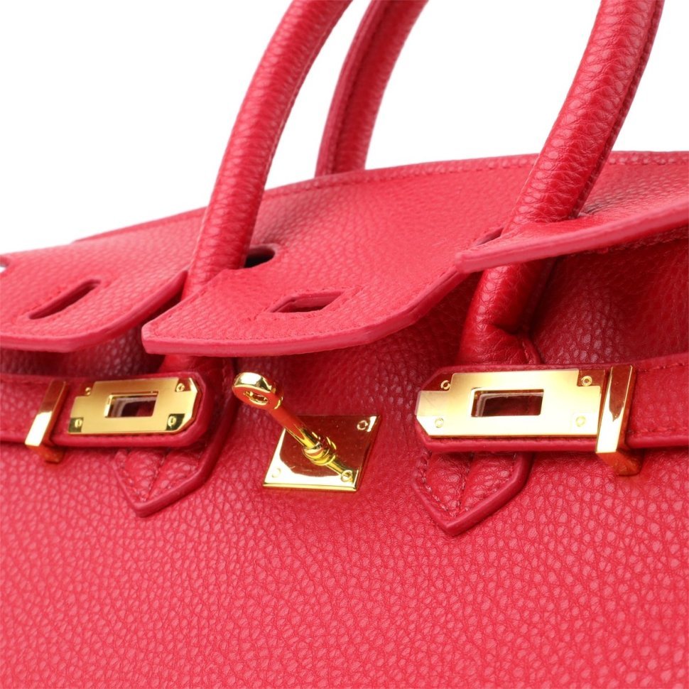 Повседневная женская сумка из качественного кожзама с маленькой ручкой Vintage красного цвета 97610 modnotak фото №3