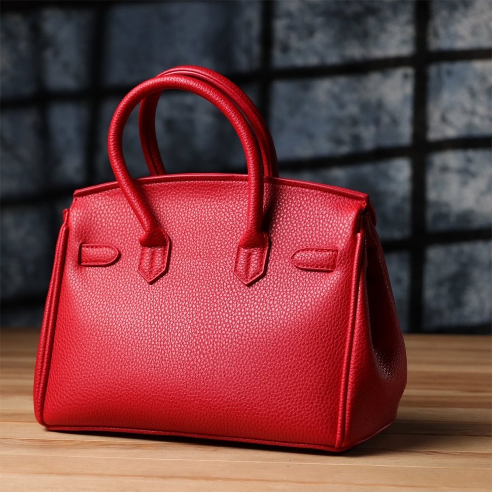 Повседневная женская сумка из качественного кожзама с маленькой ручкой Vintage красного цвета 97610 modnotak фото №8