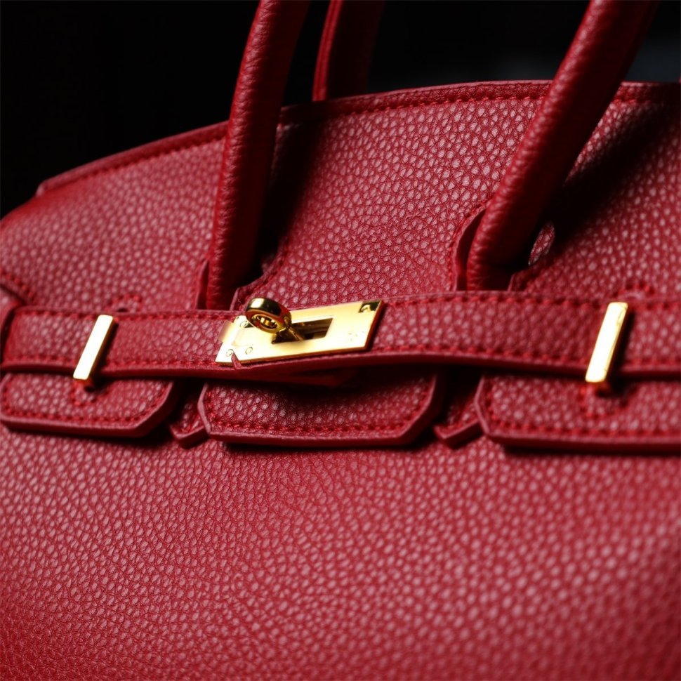 Повседневная женская сумка из качественного кожзама с маленькой ручкой Vintage красного цвета 97610 modnotak фото №9