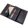 Великий шкіряний гаманець чорного кольору з хлястиком на магніті Grande Pelle 67810 - 7