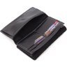 Крупный кожаный кошелек черного цвета с хлястиком на магните Grande Pelle 67810 - 8